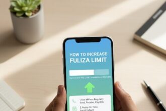 Text image displaying steps on How to Increase Fuliza Limit