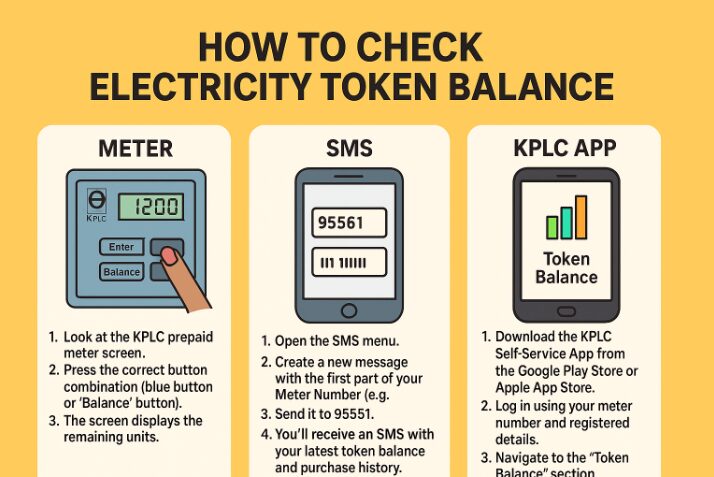 An infographic image showing How to Check Electricity Token Balance